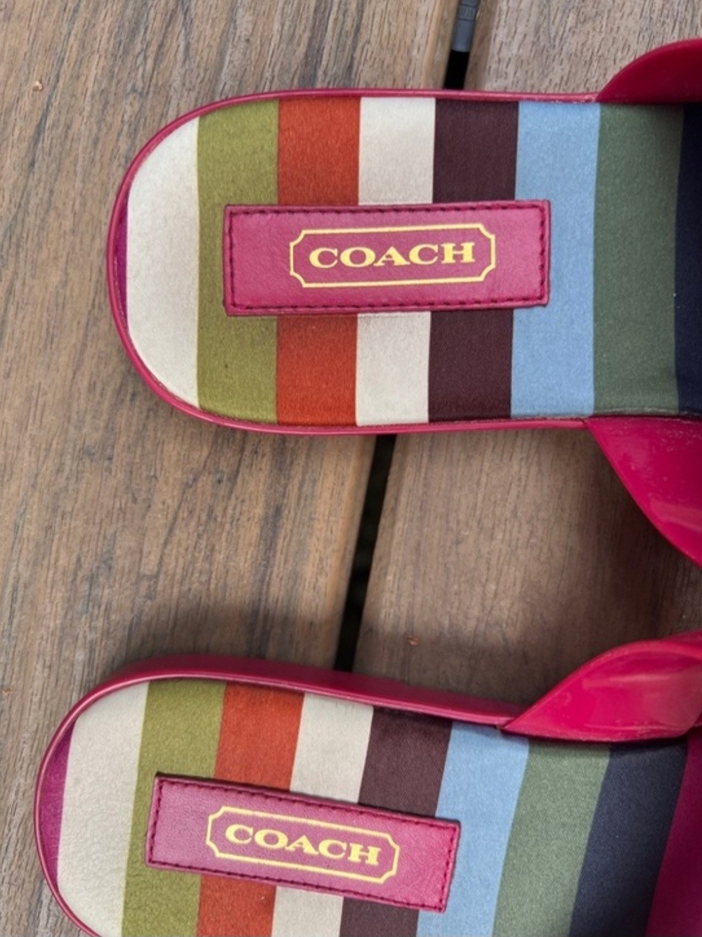 COACH Women's Multicolor Stripe Slide Sandals - Pink Trim